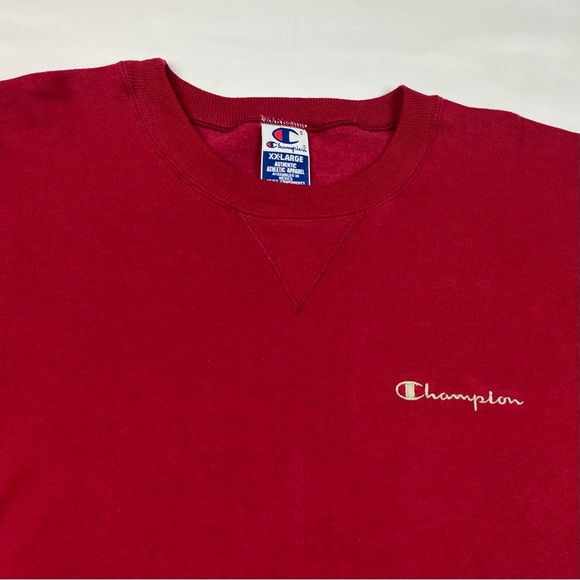 Vtg Champion Mens Crewneck Sweatshirt 2XL 90s Script Embroidered Burgundy B6 - Picture 4 of 7